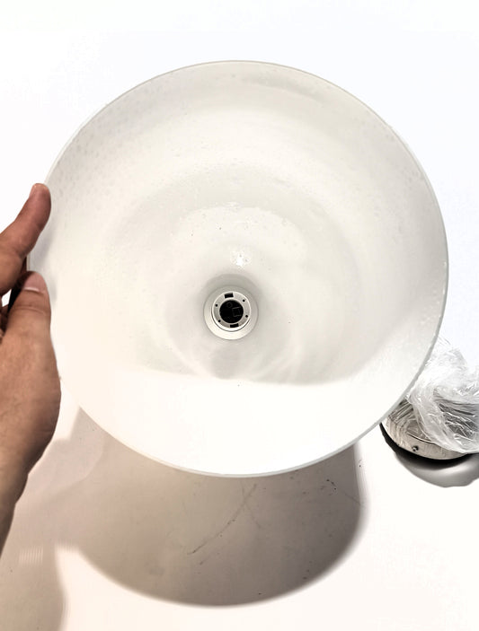 Candeeiro de Teto em Vidro Branco com Efeito Bolha