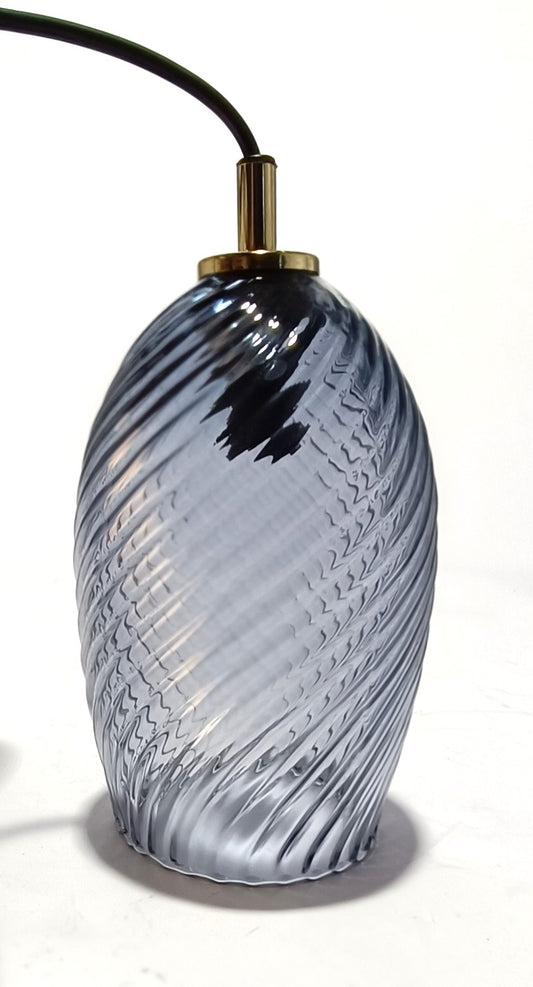 Candeeiro Suspensão 3 Cúpulas de Vidro com metal Dourado