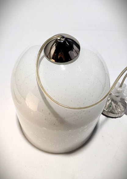 Candeeiro de Teto em Vidro Branco com Efeito Bolha