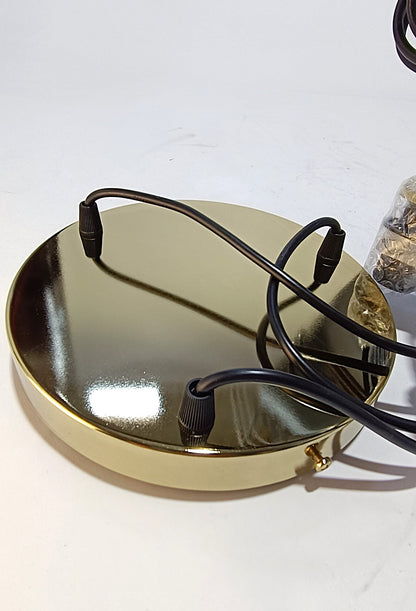 Candeeiro Suspensão 3 Cúpulas de Vidro com metal Dourado