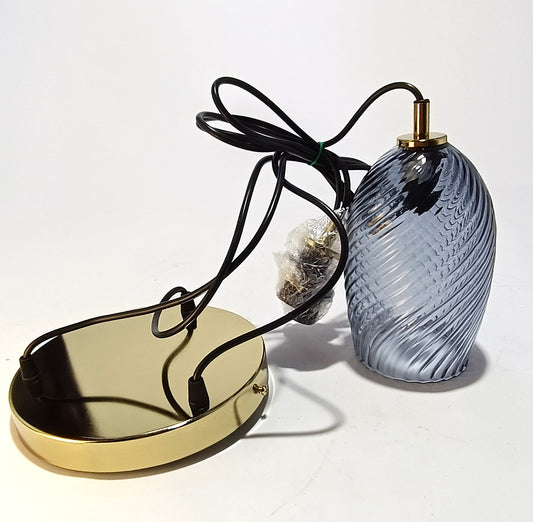 Candeeiro Suspensão 3 Cúpulas de Vidro com metal Dourado