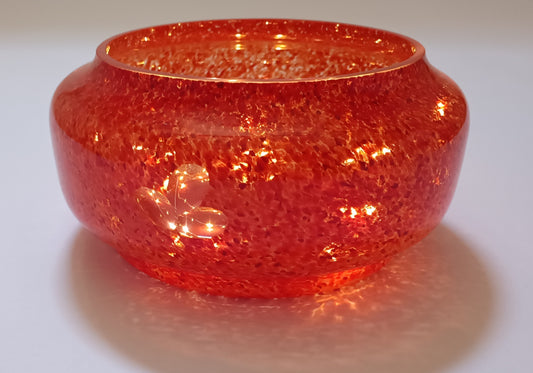 Taça de vidro soprado com luz – Aurora Coral Flor de Lis