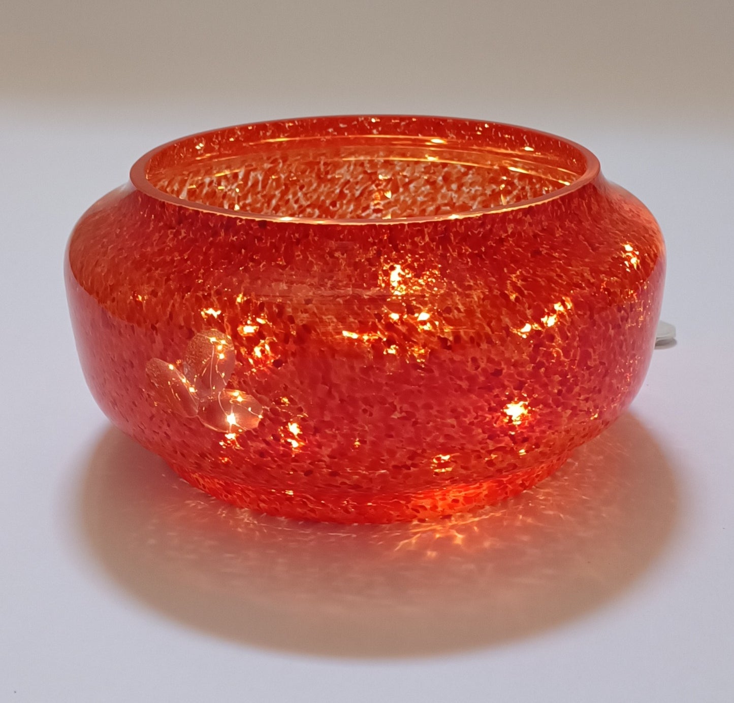 Taça de vidro soprado com luz – Aurora Coral Flor de Lis