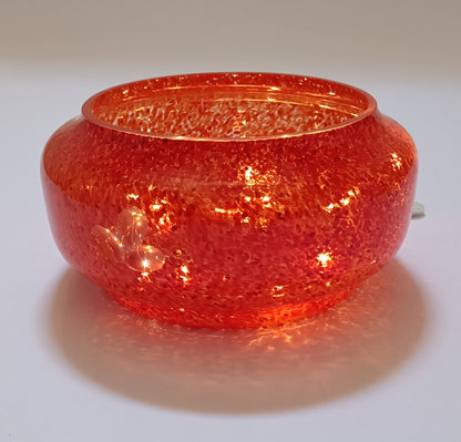 Taça de vidro soprado com luz – Aurora Coral Flor de Lis
