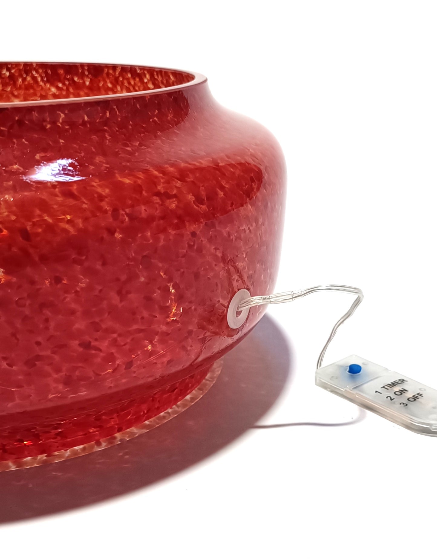 Taça de vidro soprado com luz – Aurora Coral Flor de Lis