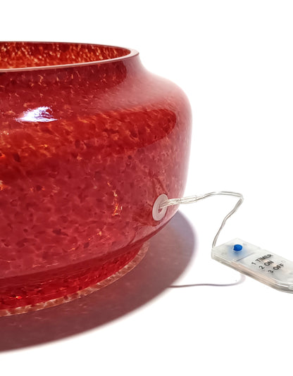 Taça de vidro soprado com luz – Aurora Coral Flor de Lis