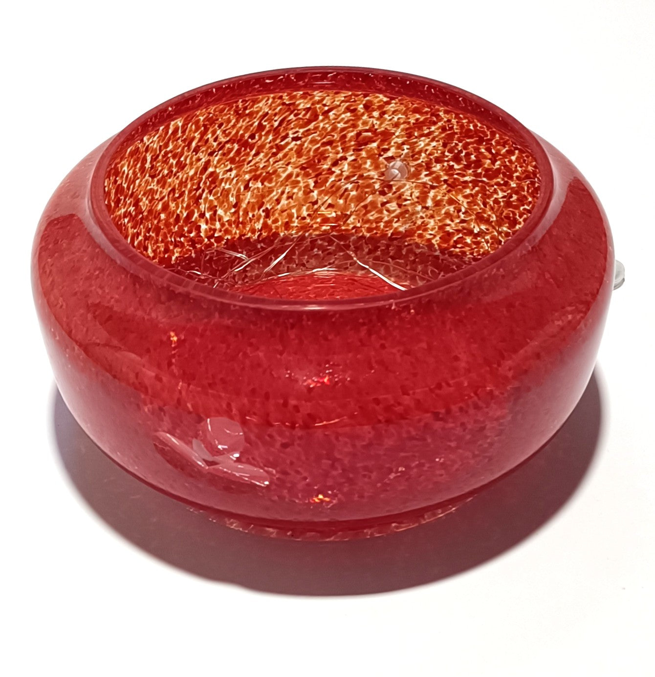 Taça de vidro soprado com luz – Aurora Coral Flor de Lis