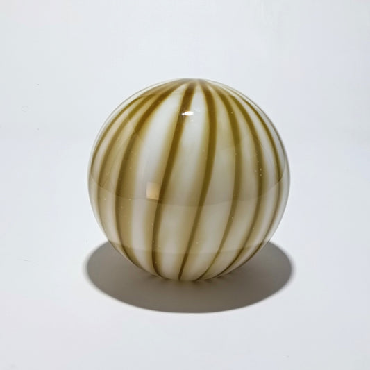 Candeeiro de Mesa Sem Fios em Vidro Opalino Verde-Oliva Raiado — Ø 25 cm