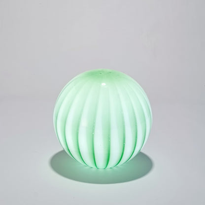 Candeeiro de Mesa Sem Fios em Vidro Opalino Verde Raiado — Ø 25 cm