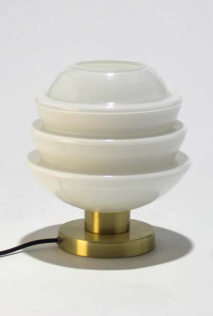 Candeeiro de mesa em Vidro Opala e base em metal